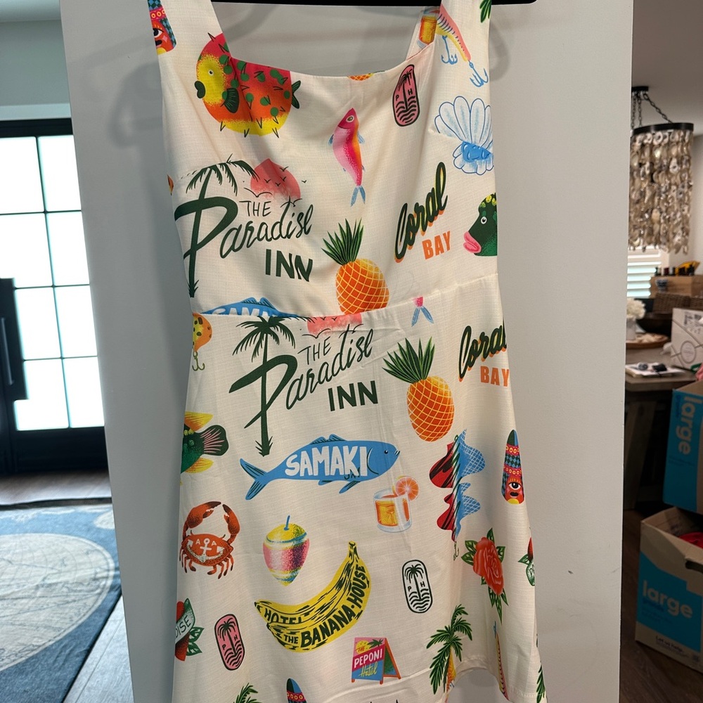 Anthropologie inspired colorful print mini dress lace up back